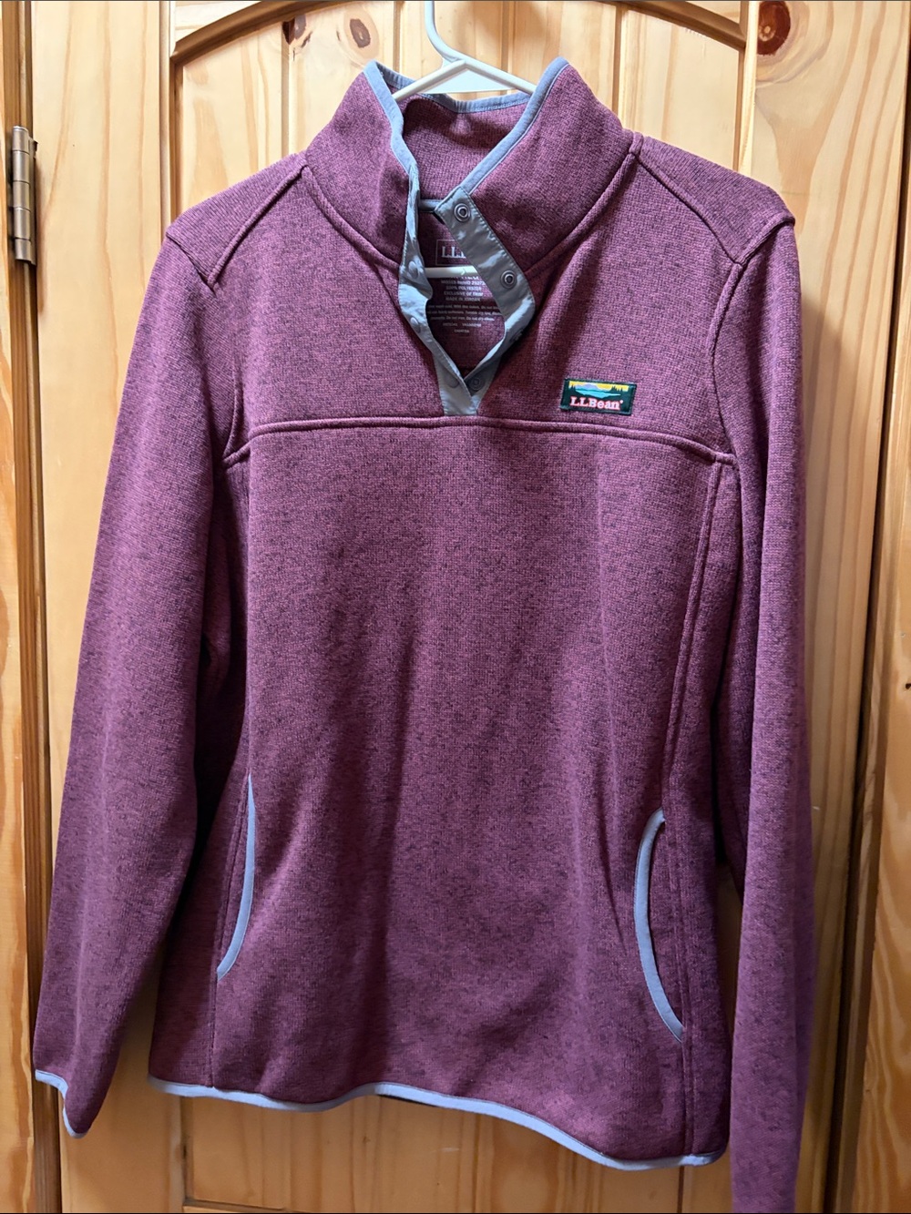 L.L. Bean Women’s Plum Heather Snap-Front Fleece Pullover